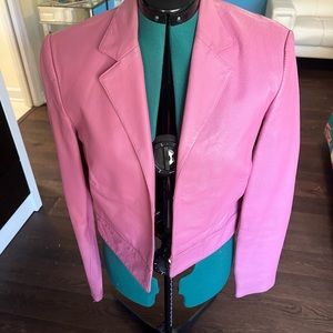 Hot pink, leather bomber